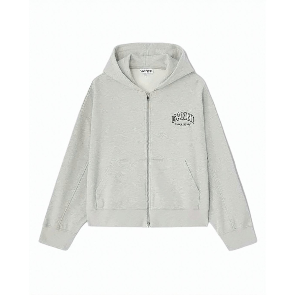 GANNI Zip-Up Hoodie with Subtle Logo Detail